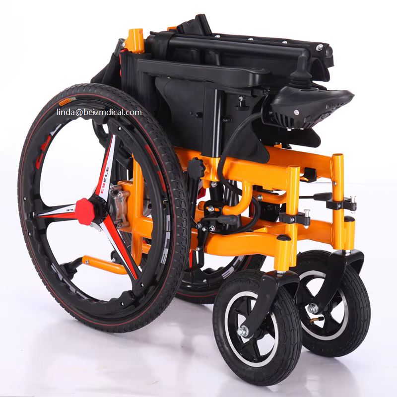 Portable Foldable Power Chair with Durable Battery and Orange Frame — image 5