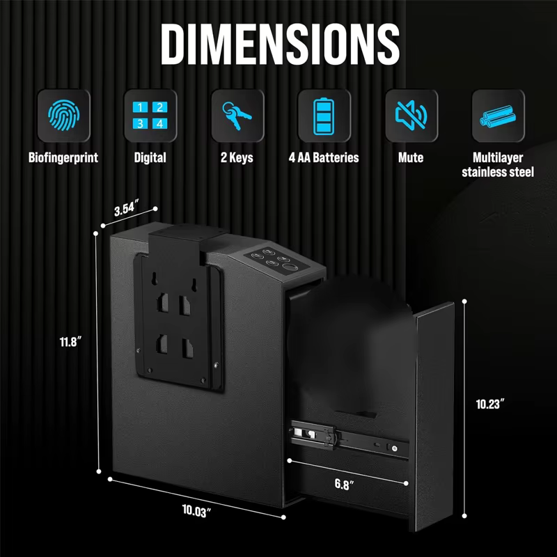 XBT New Blu-ray Mute Finger Print Password Gun Case Household Safe Box — image 3