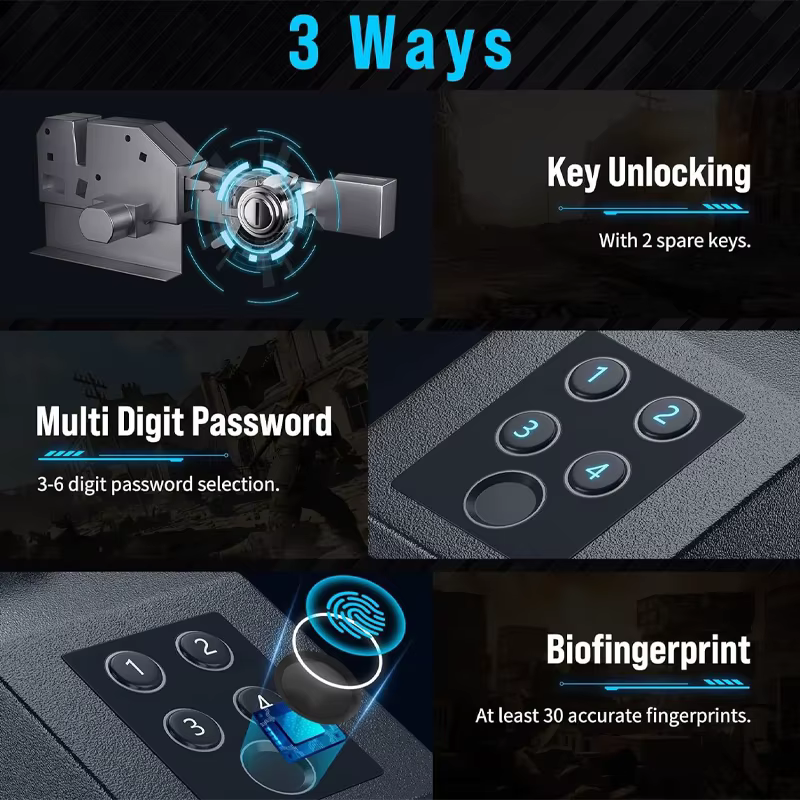 XBT New Blu-ray Mute Finger Print Password Gun Case Household Safe Box — image 4