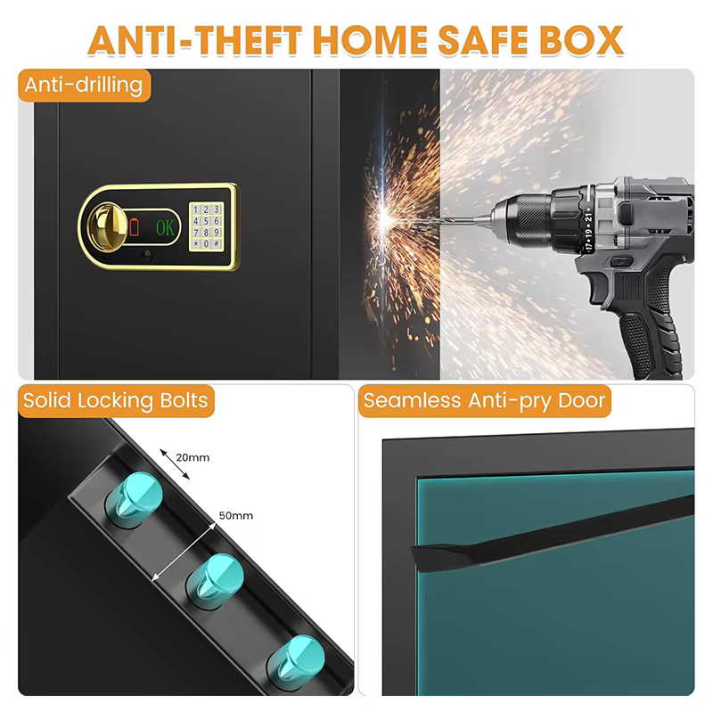 XBT-Home Office Steel Safe Box with Electronic Digital Fingerprint Lock — image 3
