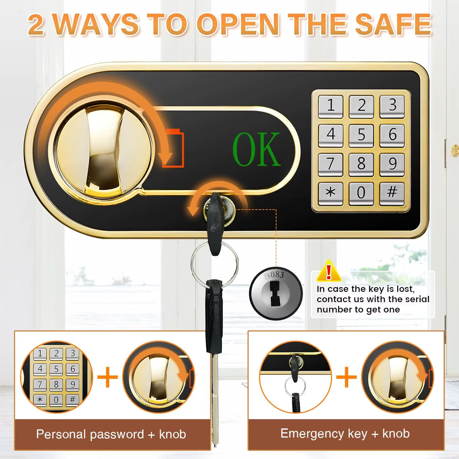 XBT-Home Office Steel Safe Box with Electronic Digital Fingerprint Lock — image 4
