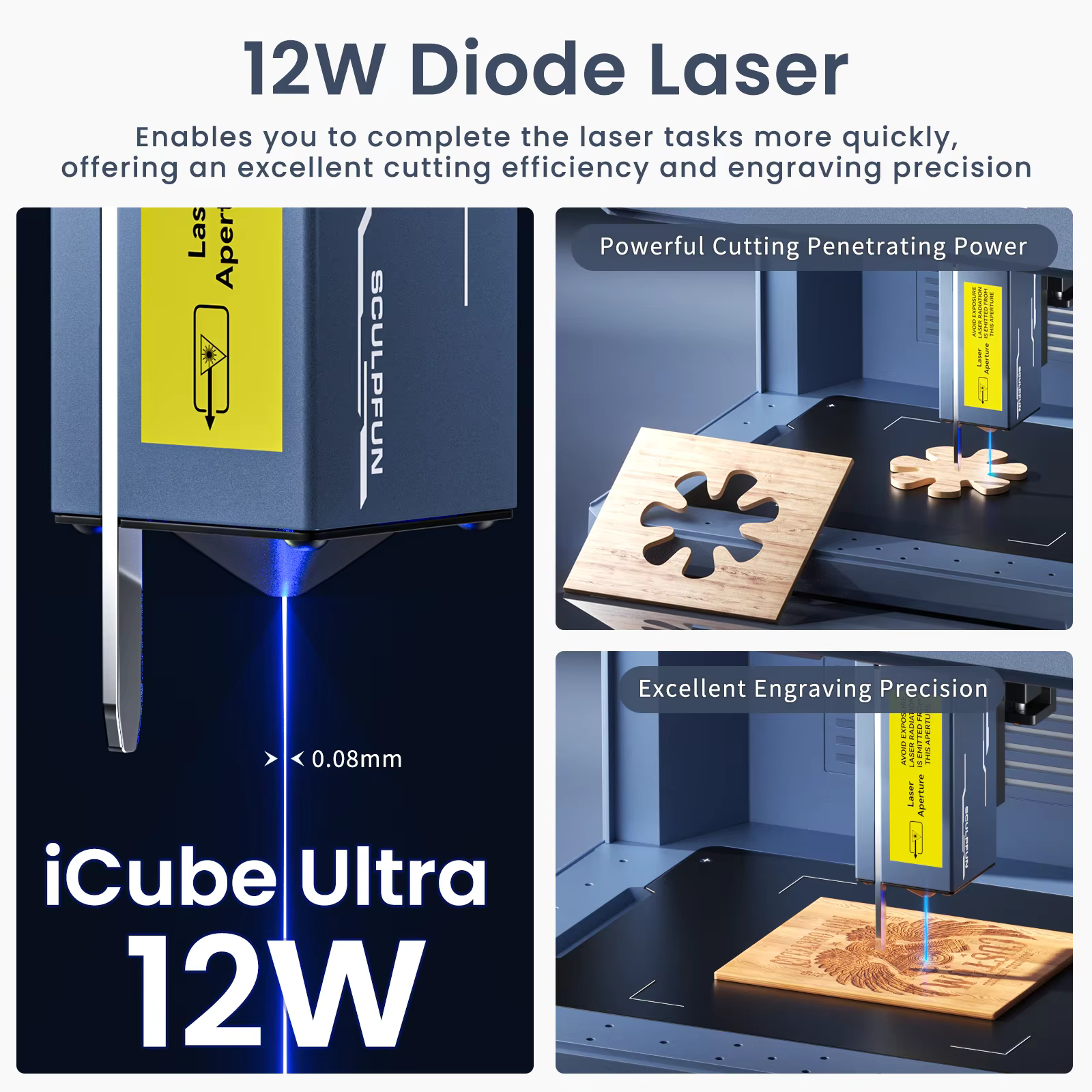 Sculpfun ICube Ultra High Speed Desktop Laser Engraver 12W — image 4
