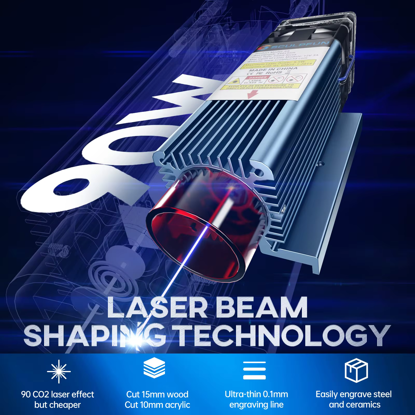Sculpfun S9 5.5W Diode Laser Engraving Machine — image 2