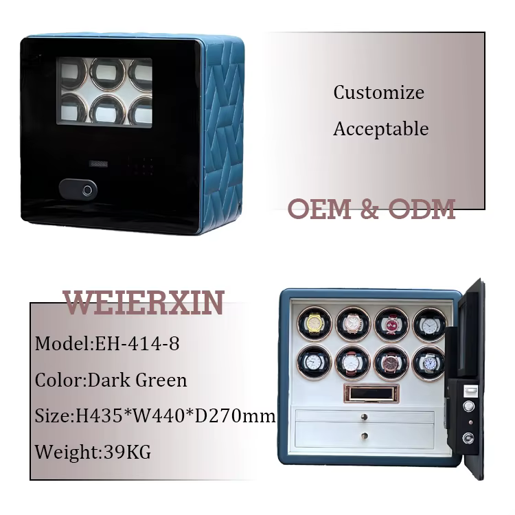 2025 Weierxin Microfiber Leather 8 Watch Winders Digital Fingerprint Combination Lock Safe Box — image 2