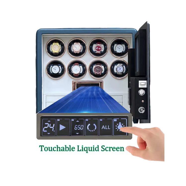 2025 Weierxin Microfiber Leather 8 Watch Winders Digital Fingerprint Combination Lock Safe Box — image 3