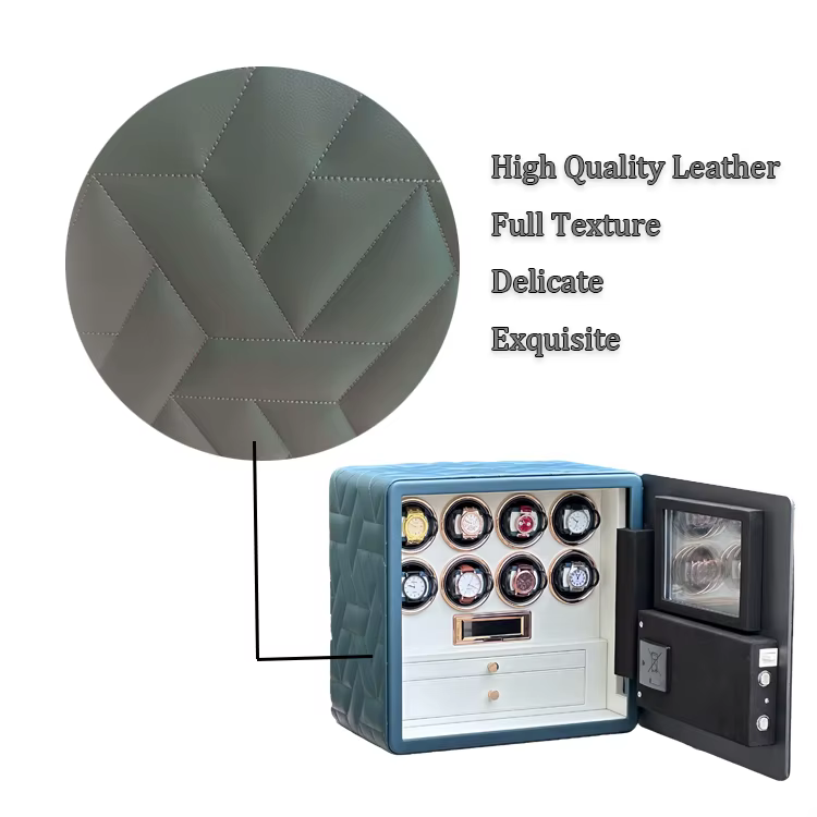2025 Weierxin Microfiber Leather 8 Watch Winders Digital Fingerprint Combination Lock Safe Box — image 4
