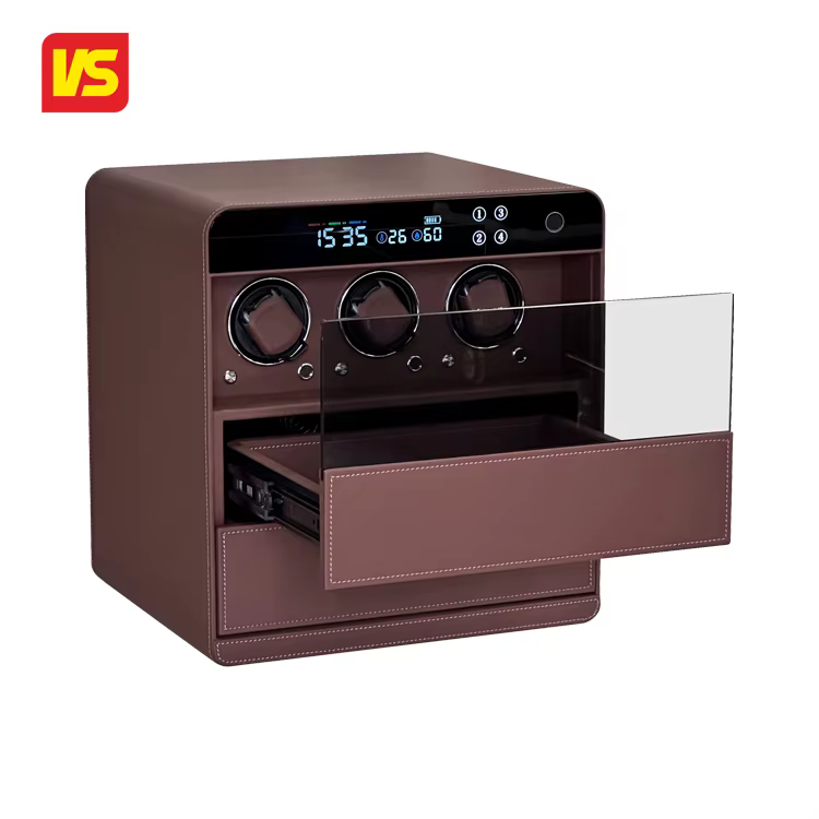 VS Safe 2025 Fingerprint Lock Watch Winder Custom Leather Drawer Jewelry Storage Security Deposit Safe Box — image 2