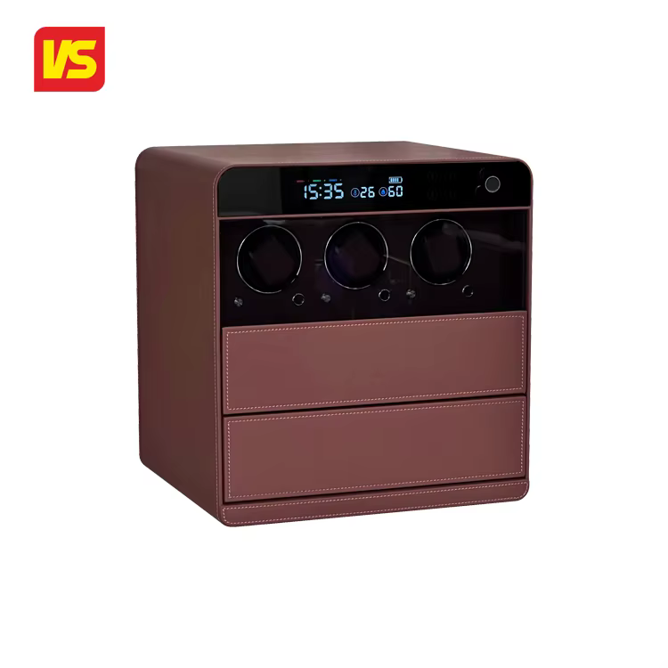 VS Safe 2025 Fingerprint Lock Watch Winder Custom Leather Drawer Jewelry Storage Security Deposit Safe Box — image 3