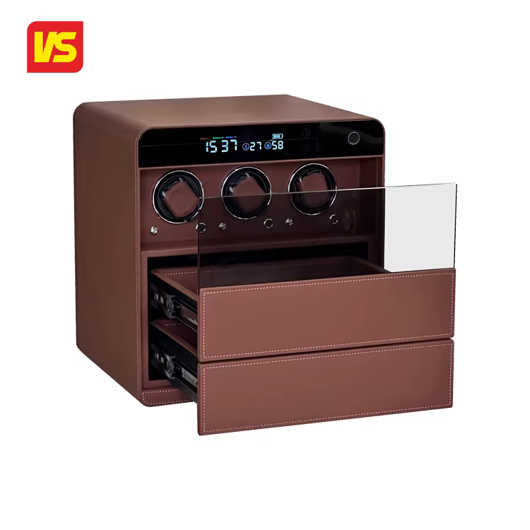 VS Safe 2025 Fingerprint Lock Watch Winder Custom Leather Drawer Jewelry Storage Security Deposit Safe Box — image 4
