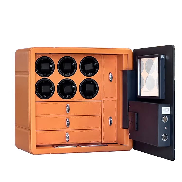 Weierxin Safe Explosion-Proof Glass Digital Fingerprint Combination Lock Luxury Leather Watch Winder Safe Box — image 3