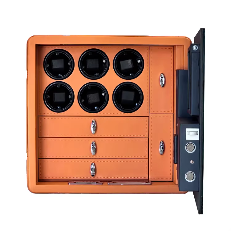 Weierxin Safe Explosion-Proof Glass Digital Fingerprint Combination Lock Luxury Leather Watch Winder Safe Box — image 4