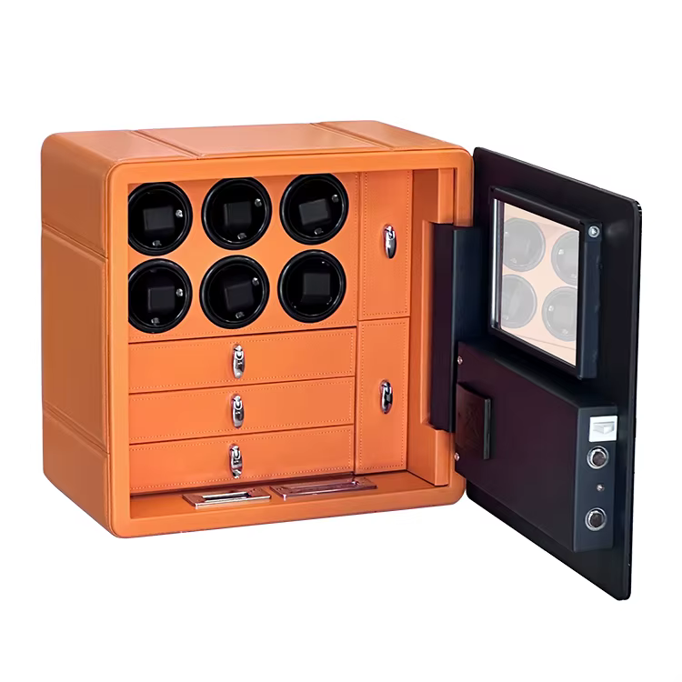 Weierxin Safe Explosion-Proof Glass Digital Fingerprint Combination Lock Luxury Leather Watch Winder Safe Box — image 5