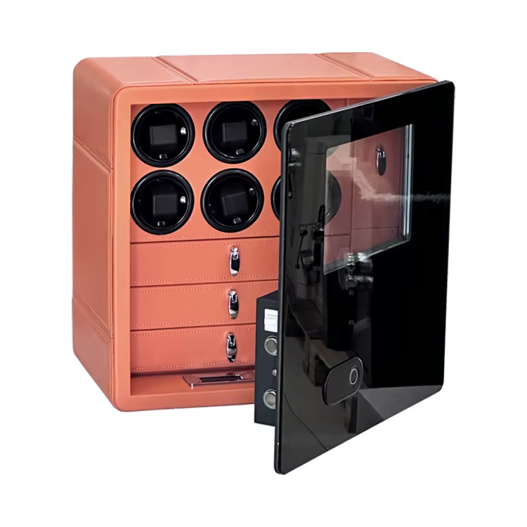 Weierxin Safe Explosion-Proof Glass Digital Fingerprint Combination Lock Luxury Leather Watch Winder Safe Box — image 6