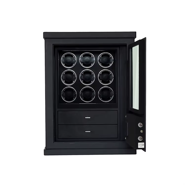 2024 Weierxin Light Luxury Leather Covered Digital Fingerprint Combination Lock Watch Winder Safe Box — image 4
