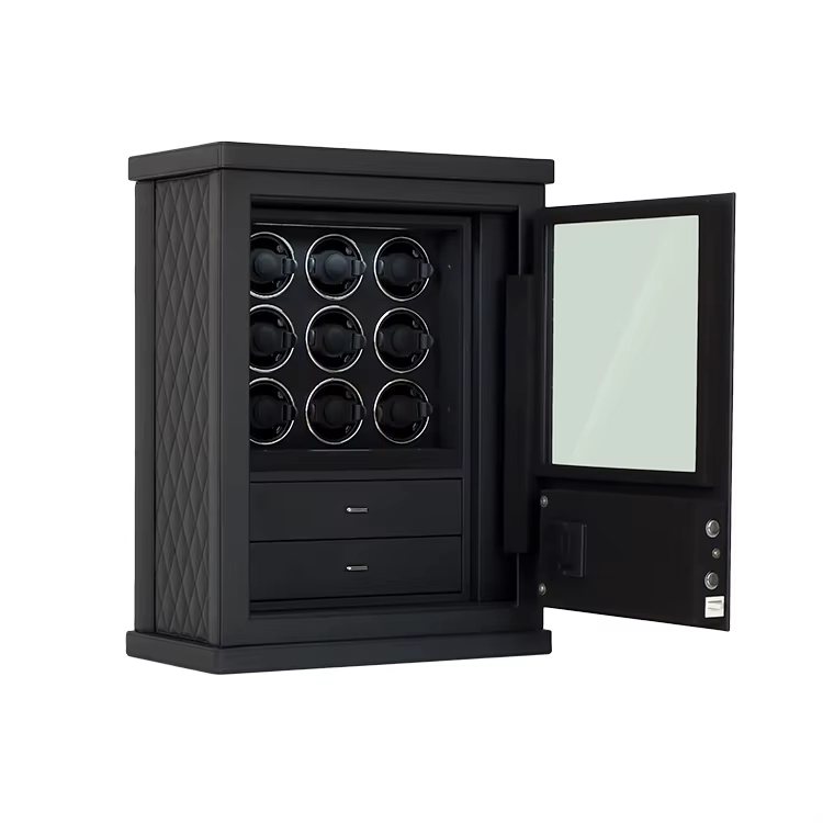 2024 Weierxin Light Luxury Leather Covered Digital Fingerprint Combination Lock Watch Winder Safe Box — image 5