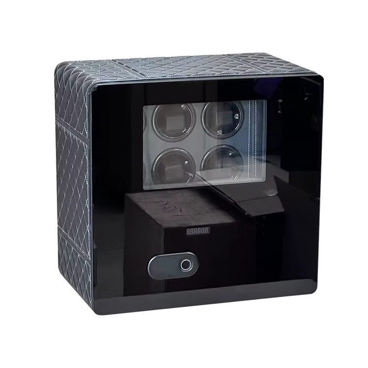 Weierxin Safe Black Leather Watch Winder with Digital Fingerprint Combination Lock — image 2