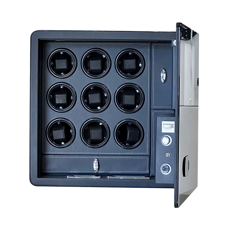 Weierxin Safe Black Leather Watch Winder with Digital Fingerprint Combination Lock — image 3