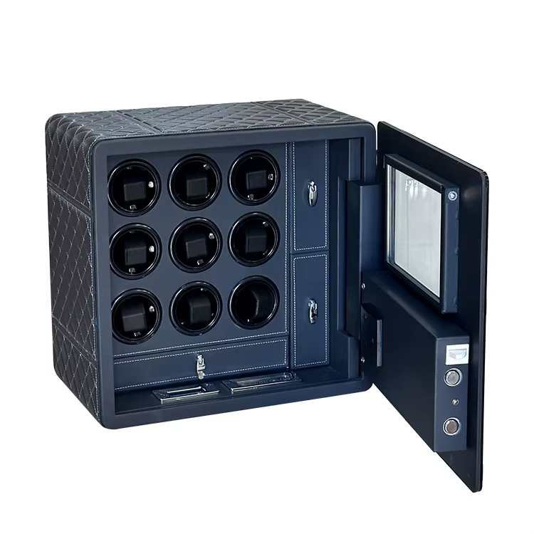 Weierxin Safe Black Leather Watch Winder with Digital Fingerprint Combination Lock — image 4