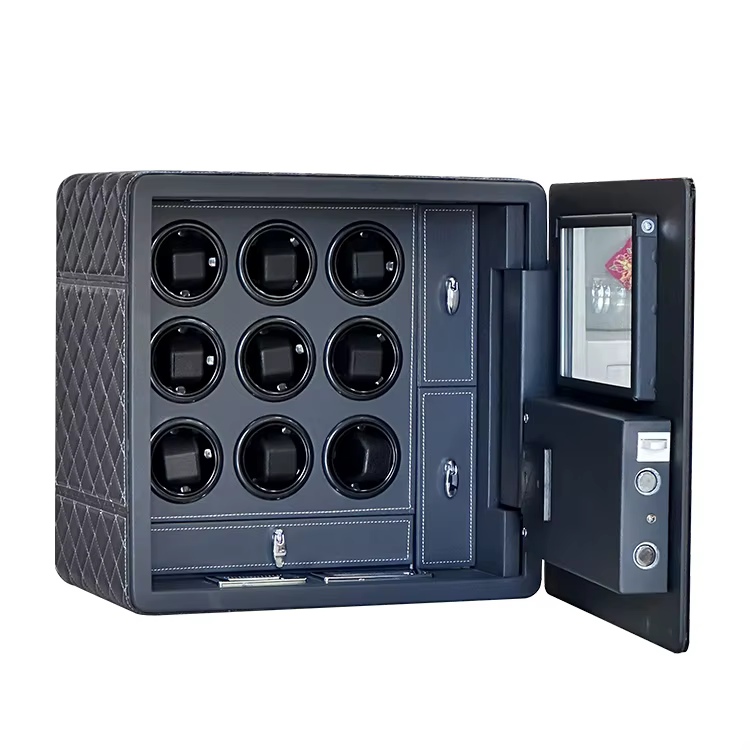 Weierxin Safe Black Leather Watch Winder with Digital Fingerprint Combination Lock — image 5