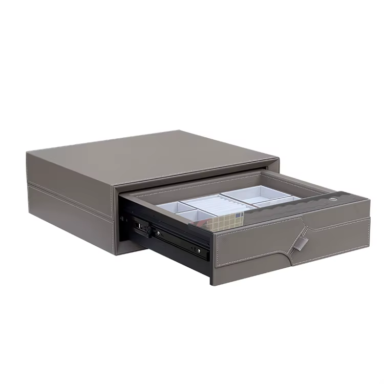 2024 Microfiber Leather Jewelry Drawer Safe with Fingerprint Combination Lock — image 5