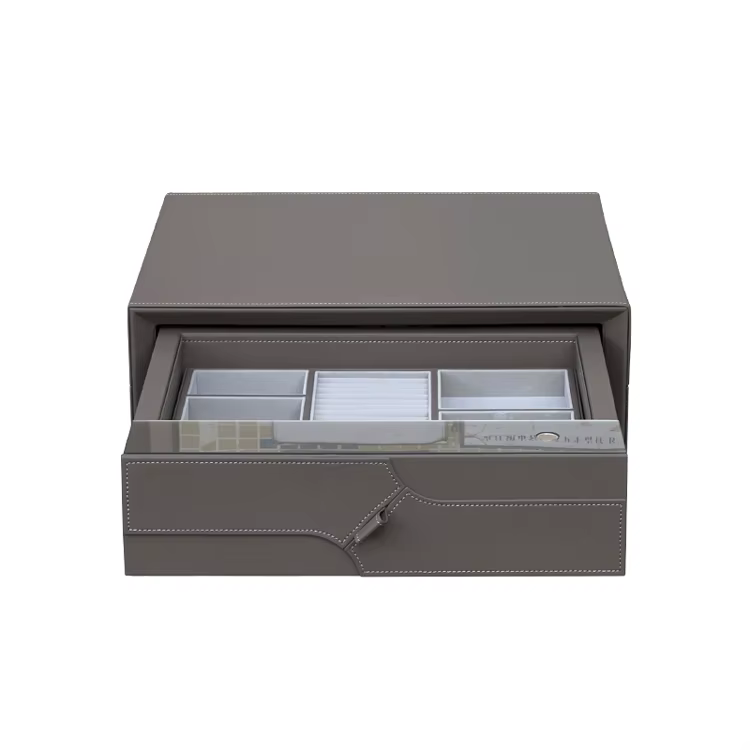 2024 Microfiber Leather Jewelry Drawer Safe with Fingerprint Combination Lock — image 6