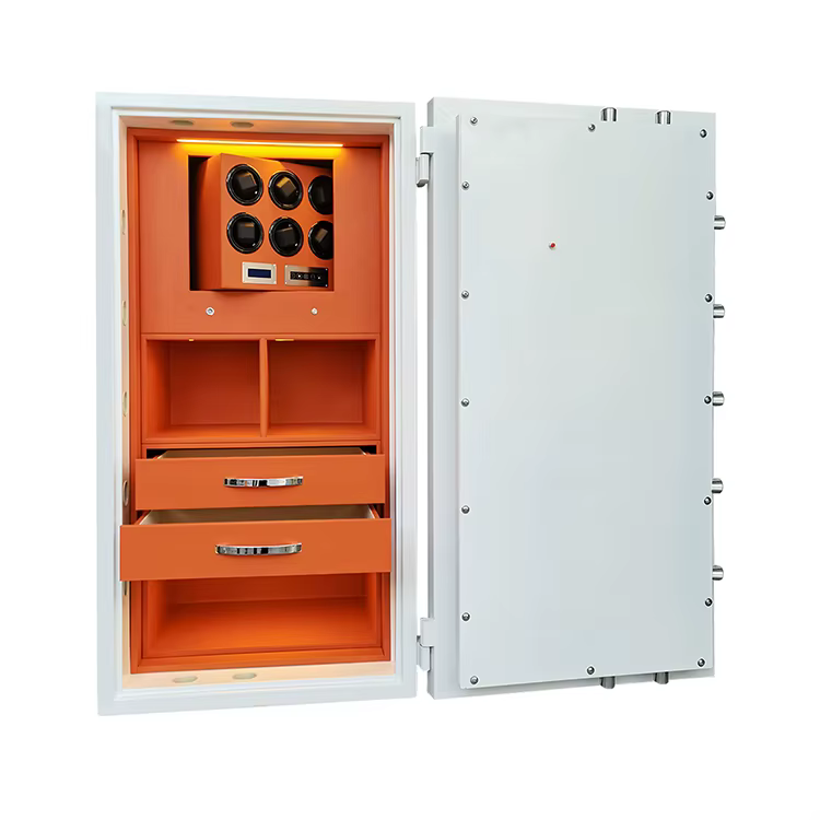 Large Size Customized Private Safe Box 12 Rotors Luxury Modern Style Automatic Watch Winder Safe Box With Fingerprint Lock — image 6