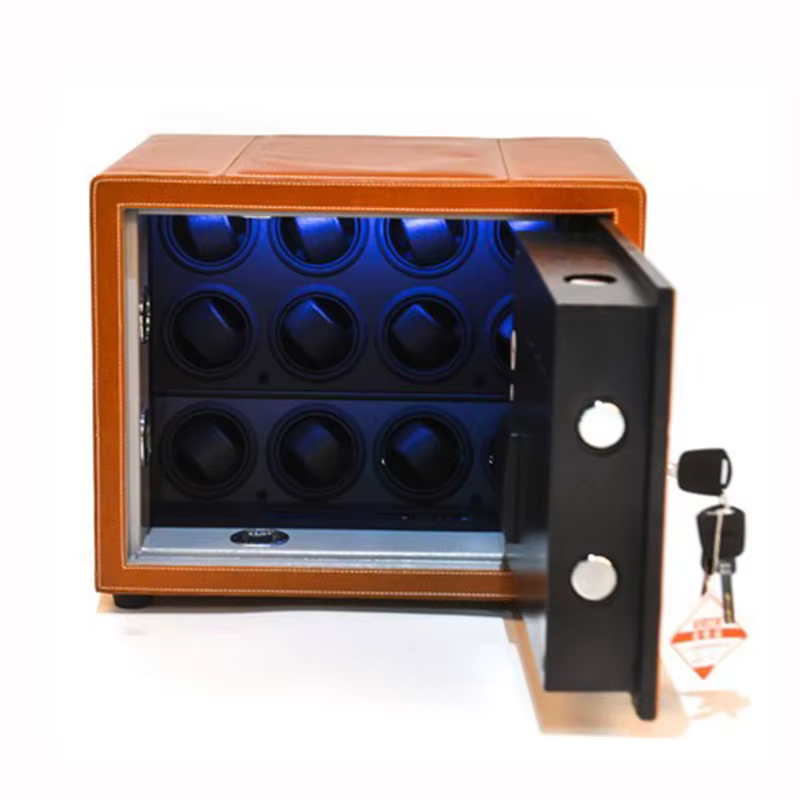 Watch Clockwork Cabinet and Jewelry Drawer Luxury Custom LED Lights with PU Leather Watch Winder Safe Box — image 4