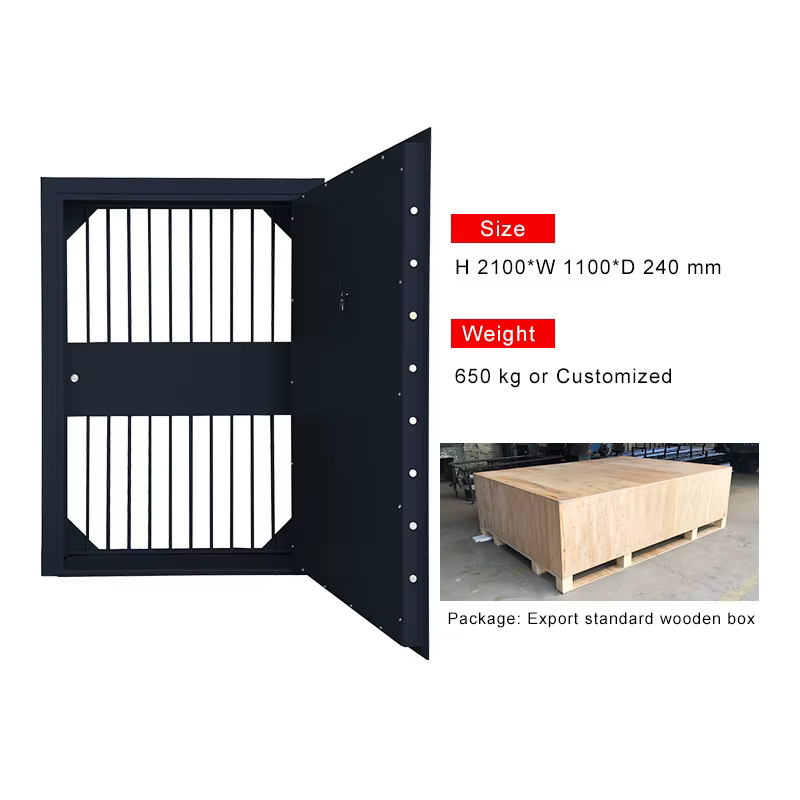 Customized Left-Hinge Inswing Stainless Steel Fireproof Burglarproof Vault Door — image 3