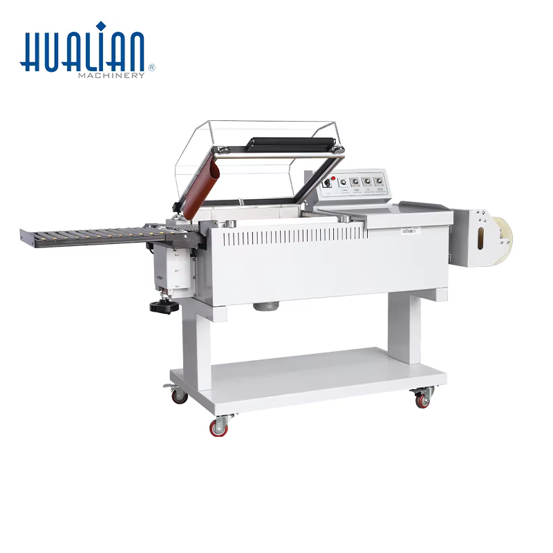 BSF-5540A Hualian L Bar Sealing Cutting Semi Automatic Tunnel Bag Plastic Wraps POF Film Heat Shrink Wrapping Machine — image 2