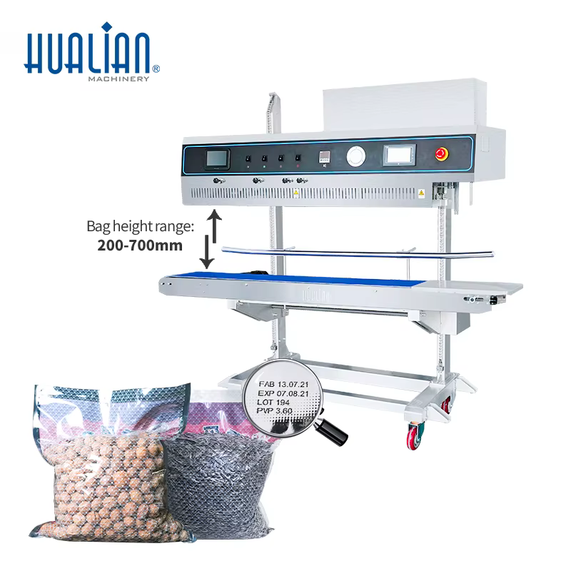 FRP-1120LH HUALIAN Integrated Suction and Inflation Continuous Vertical Band Sealer with Ink-jet Printer — image 2