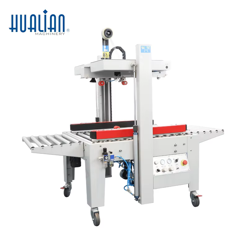 FXJ-5050QS Hualian Semi Auto Adhesive Tape Carton Box Sealing Machine — image 3