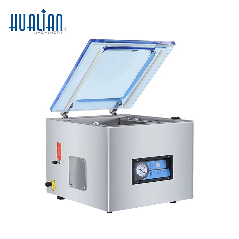 HVC-510T/2A Hualian Food Plastic Bag Skin Two Bars Table Style Vacuum Packing Machine — image 2