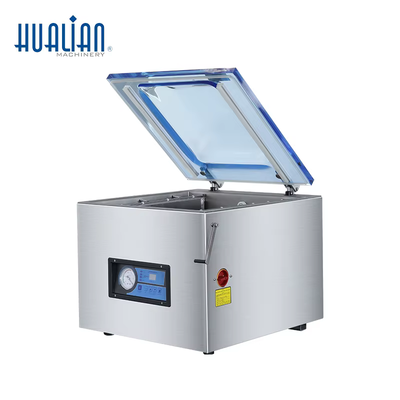 HVC-510T/2A Hualian Food Plastic Bag Skin Two Bars Table Style Vacuum Packing Machine — image 3
