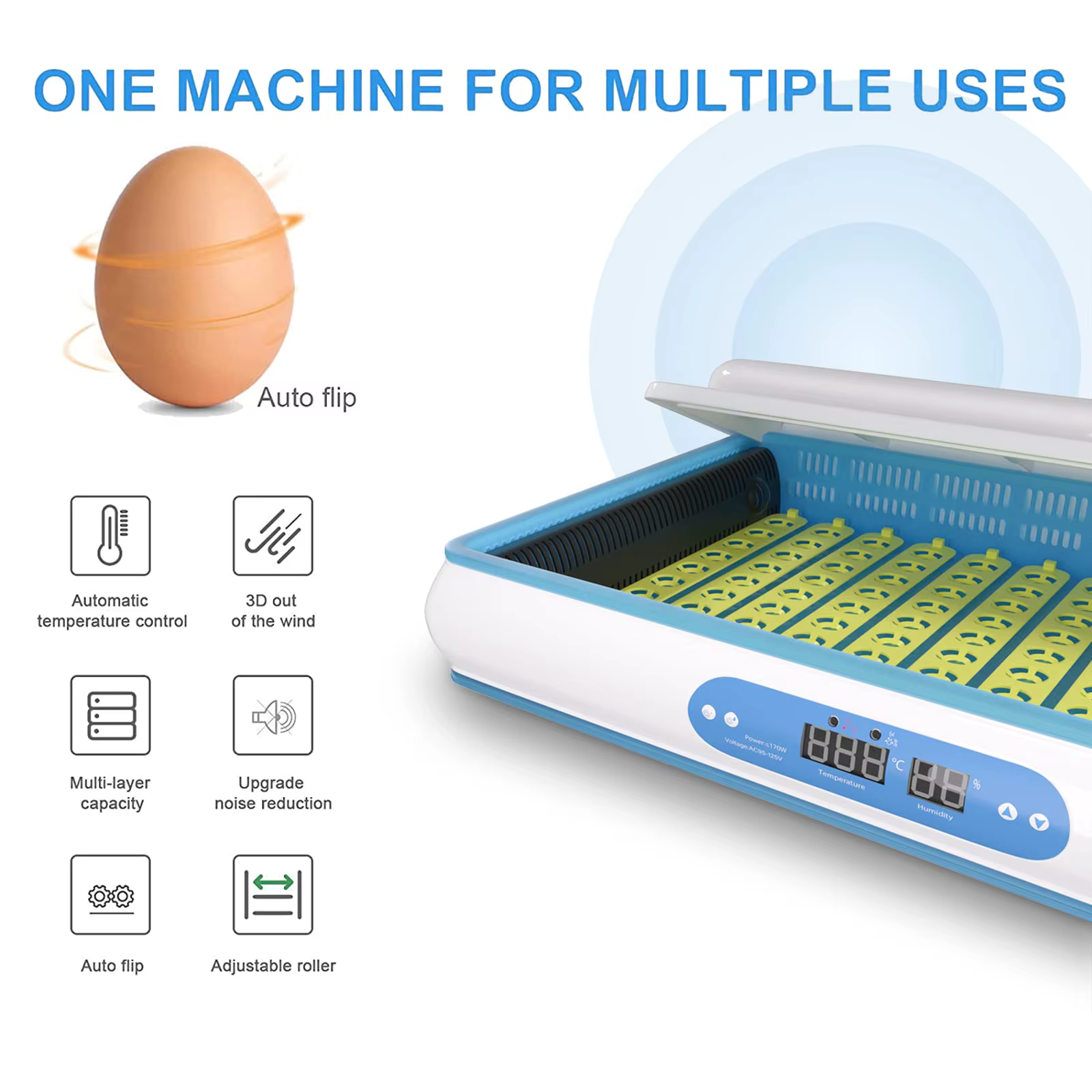 High Quality 7 Layers Automatic Display Humidity 840 Egg Incubator Hatcher Machine — image 6