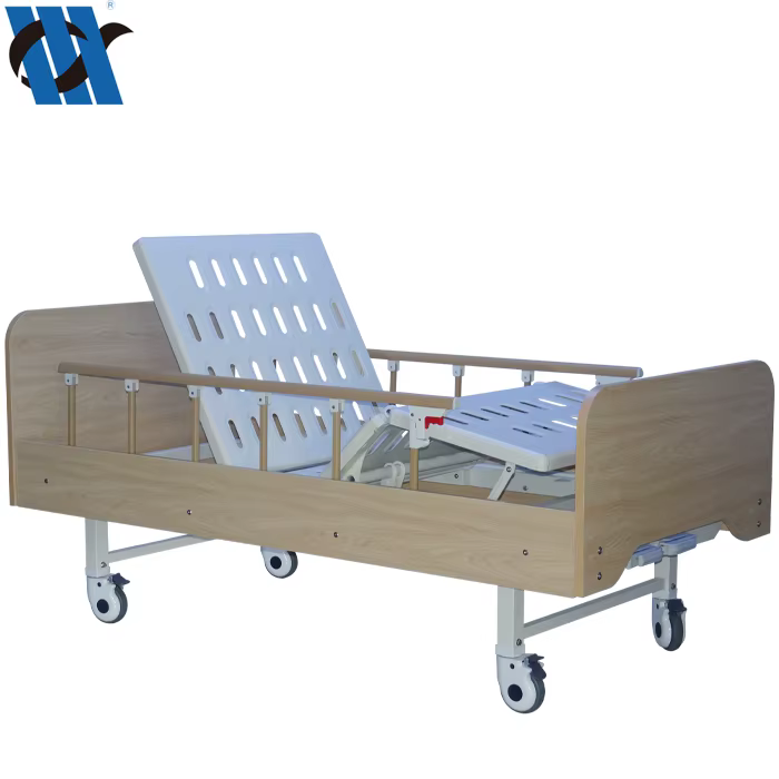 YC-T2011L Hospital Bed 2 Cranks Manual Wooden Hospital Bed Frame With Mattress — image 3