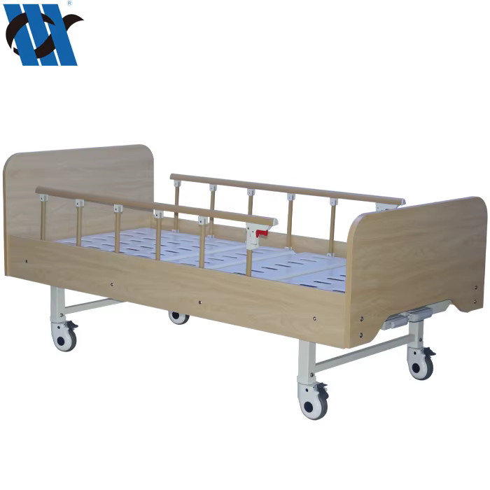 YC-T2011L Hospital Bed 2 Cranks Manual Wooden Hospital Bed Frame With Mattress — image 4
