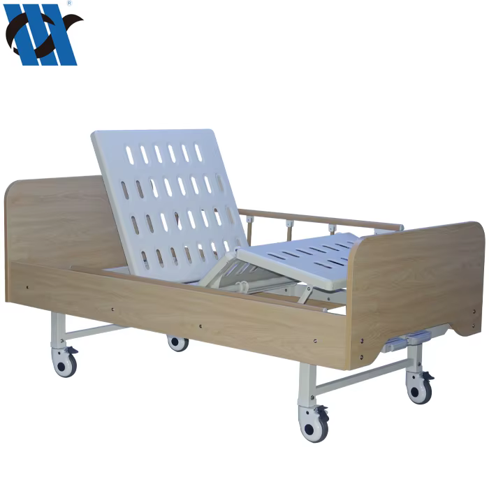 YC-T2011L Hospital Bed 2 Cranks Manual Wooden Hospital Bed Frame With Mattress — image 5