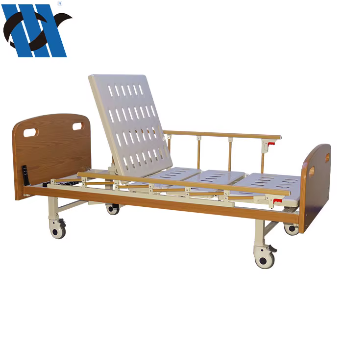 YC-T2011L Hospital Bed 2 Cranks Manual Wooden Hospital Bed Frame With Mattress — image 6