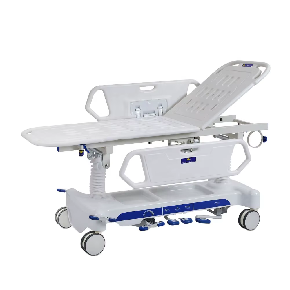 Hospital Medical Emergency Hydraulic Manual Stretcher Patient Transfer Trolley — image 3