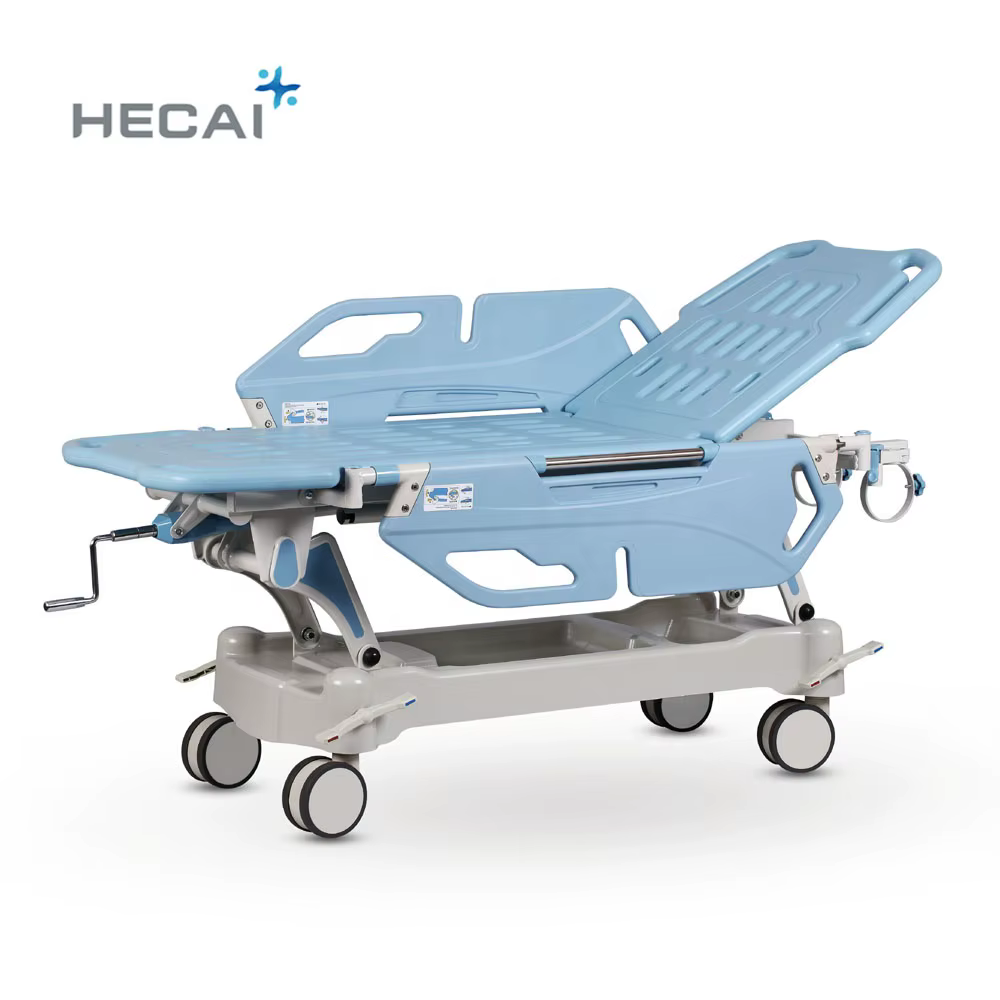 Manual Medical Transport Trolley Patient Ambulance Transfer Stretcher Bed with IV Pole — image 5