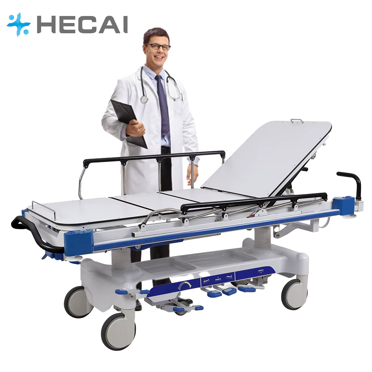 Patient Ambulance Transfer Equipment Stretcher Trolley with Oxygen Holder — image 2