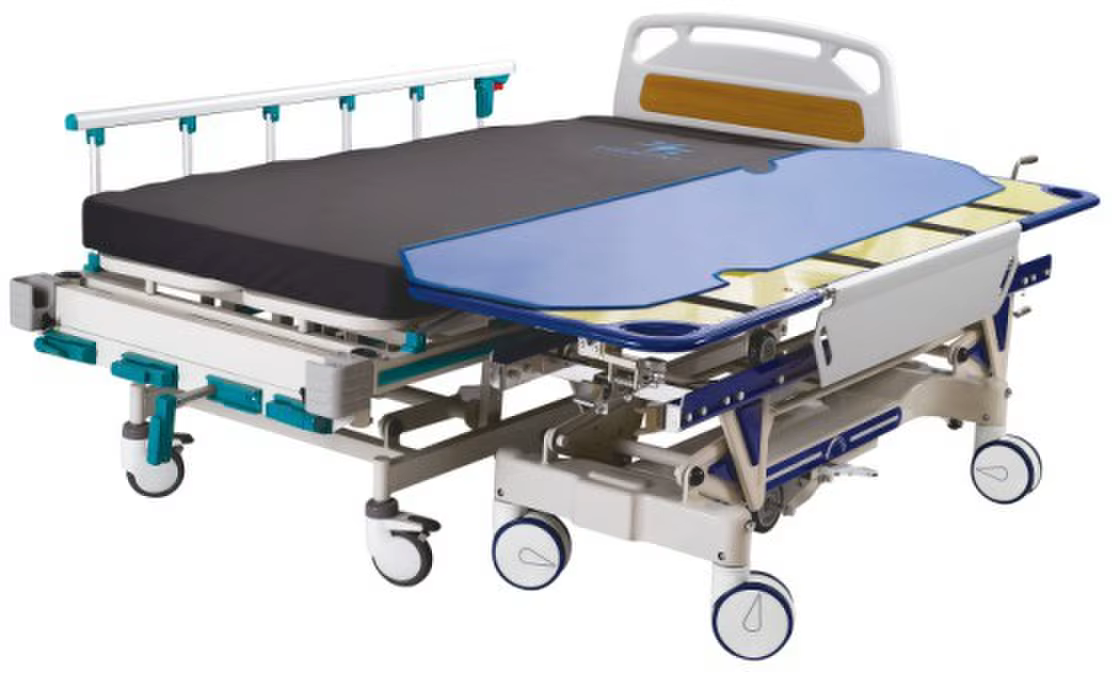 Hospital Manual Patient Transfer Stretcher Height Adjustable Metal Medical Transport Cart — image 2