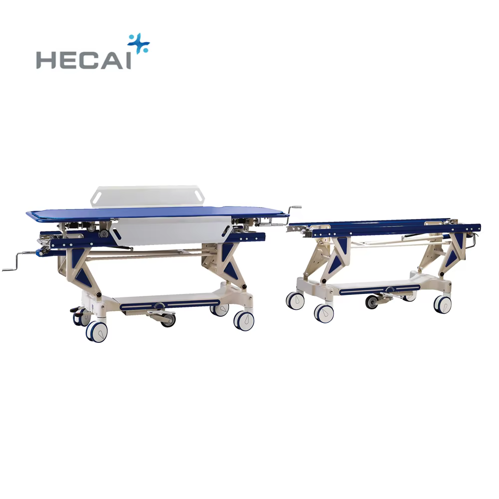 Hospital Manual Patient Transfer Stretcher Height Adjustable Metal Medical Transport Cart — image 5