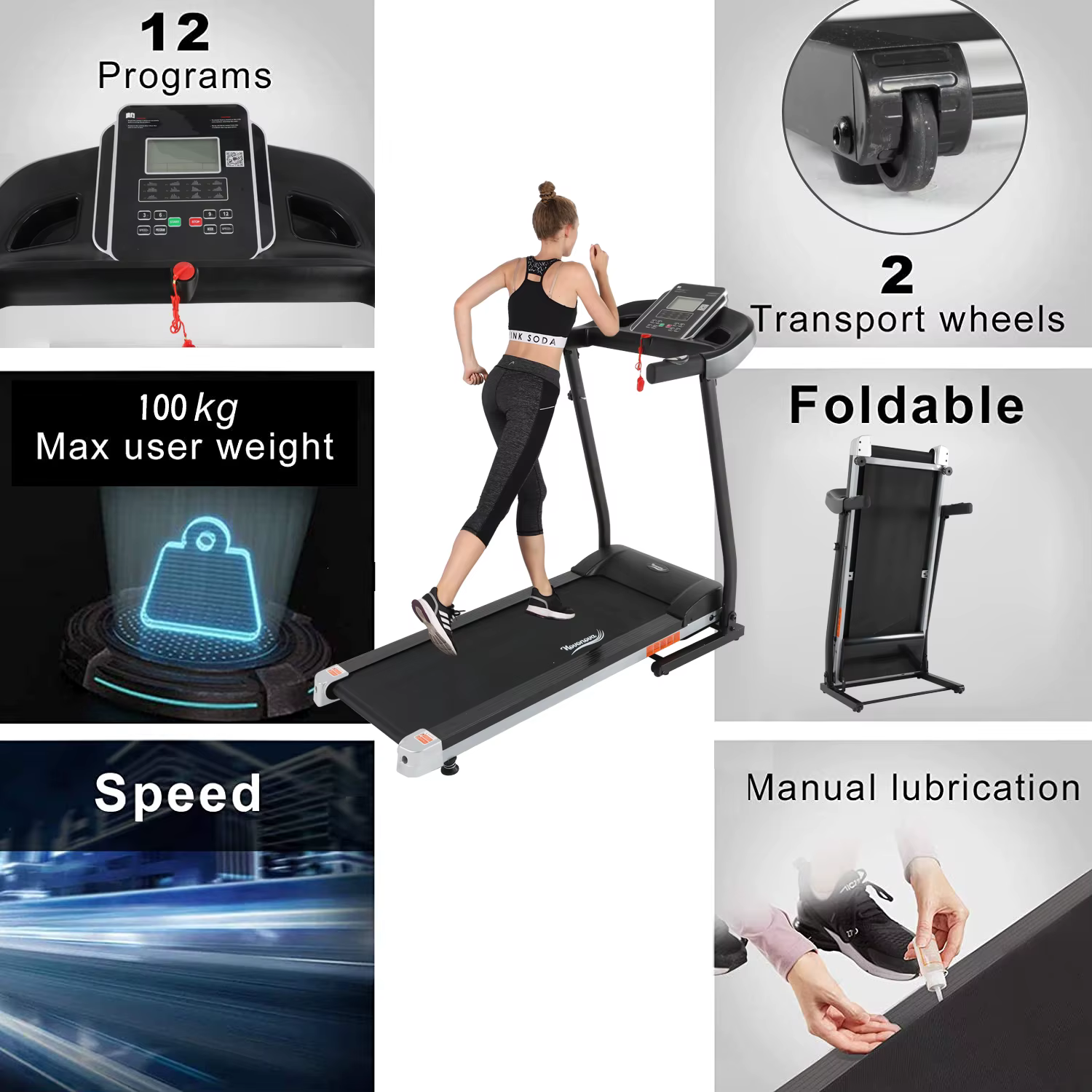 Home Use Folding Electric Treadmill with LED Screen — image 3