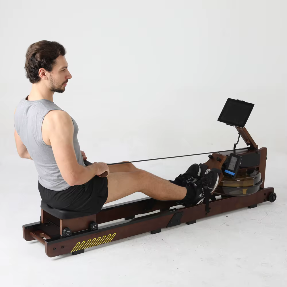 High Quality Home Use Water Rower Adjustable Wood Rowing Machine — image 4