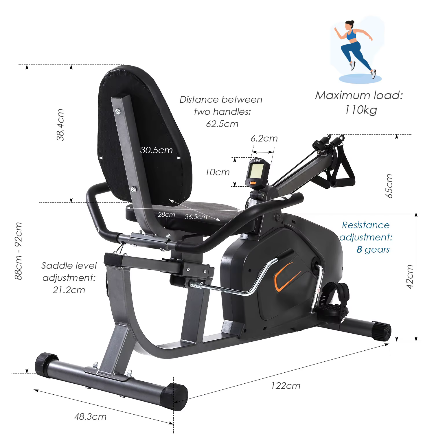 Indoor Bicycle Exercise Sit Down Recumbent Bike — image 4
