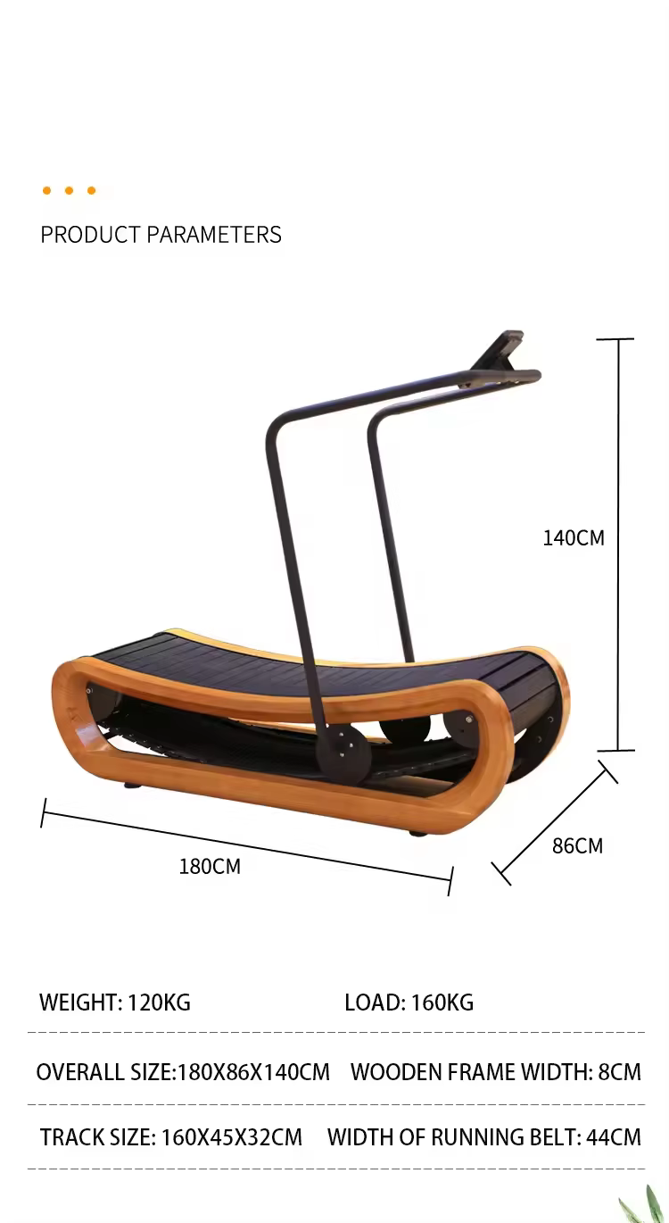 Custom Logo Commercial Wood Curve Mechanical Treadmill — image 6