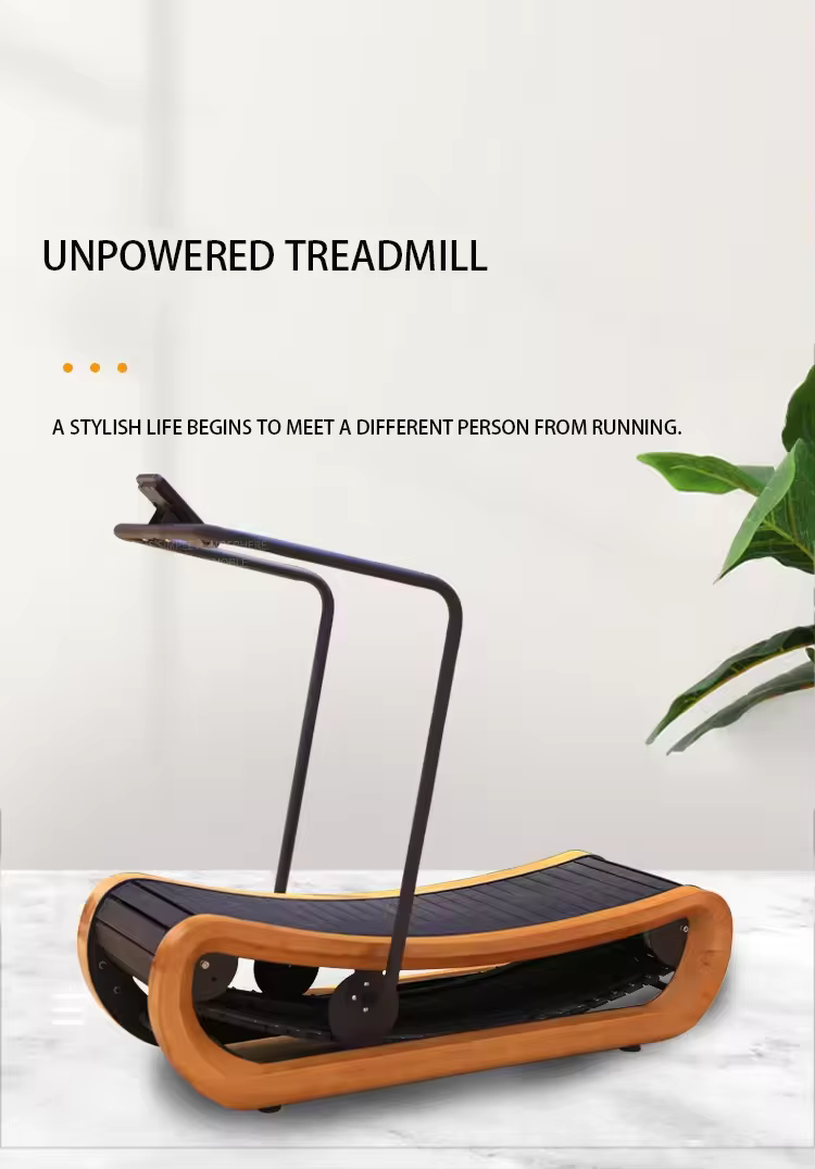 Custom Logo Commercial Wood Curve Mechanical Treadmill — image 7