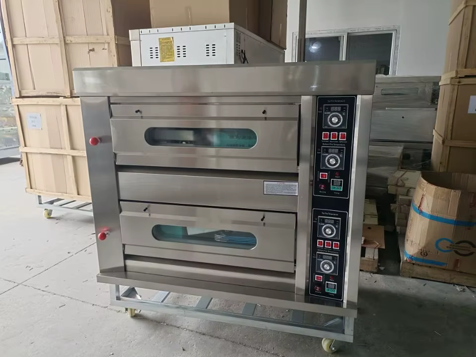 Commercial Stainless Steel 2 Deck 4 Tray Portable Gas Oven Steamer — image 6