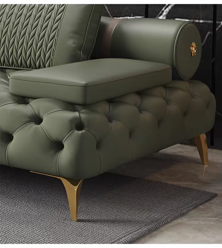 American-Style Luxury 1+2+3 Seat Button Tufted Leather Sofa Set — image 2